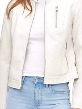 Levi's White Women's Moto Leather Jacket faux large